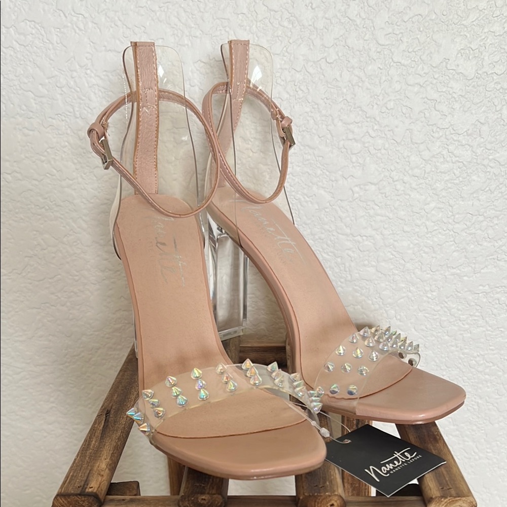 Nanette Lepore Tan Heels with Transparent Strap